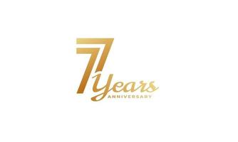 7 Year Anniversary Celebration with Handwriting Golden Color for Celebration Event, Wedding, Greeting card, and Invitation Isolated on White Background vector