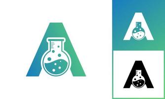 Letter A with Abstract lab logo. Usable for Business, Science, Healthcare, Medical, Laboratory, Chemical and Nature Logos. vector