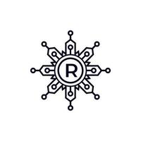 Technology Initial Letter R Circle Logo Design Template Element. vector