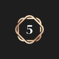 Number 5 Logo Icon with Pattern Vector Element