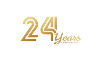 24 Year Anniversary Celebration with Handwriting Golden Color for Celebration Event, Wedding, Greeting card, and Invitation Isolated on White Background vector