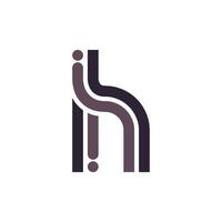 Initial Letter h Logo Multiple Line Style with Dot Symbol Icon Vector Design Inspiration