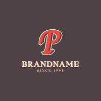 Retro Letter P Logo in Vintage Western Style with Double Layer. Usable for Vector Font, Labels, Posters etc