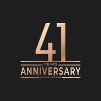 41 Year Anniversary Celebration with Thin Number Shape Golden Color for Celebration Event, Wedding, Greeting card, and Invitation Isolated on Dark Background vector