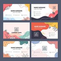 Business Card Set Template with Abstract Floral Design vector