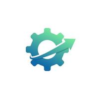 Technology Concept Icon. Cogwheel and Arrow up Symbol. Upgrade Setting Logo Design Template Element vector