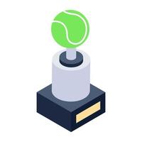 Winning cricket trophy icon in modern isometric style vector