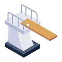 Water sports jumping tower, isometric icon of diving board vector