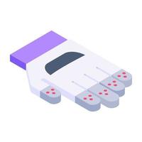 Gaming hand cover, isometric icon of sports glove vector