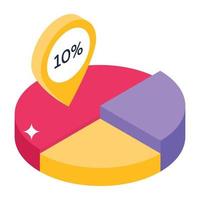 Circle chart in isometric icon vector