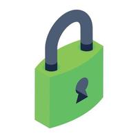 Lock in isometric editable icon vector