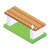 Station bench in isometric icon vector