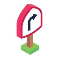 Trendy editable isometric style icon of road Directions sign vector