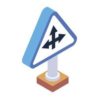 icono de estilo isométrico editable de moda del signo de direcciones de carretera