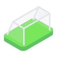 Outdoor sports field mesh, isometric icon of goal net vector