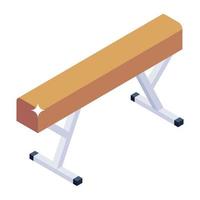 Gym bench icon of isometric style, fitness club equipment vector