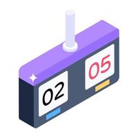 Displaying sports teams status, scoreboard icon of isometric style vector