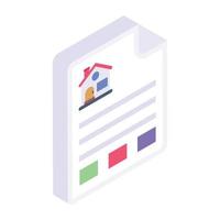 Trendy unique isometric icon of home document vector