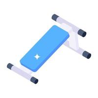 Abdominal bench icon of isometric style, gym equipment vector