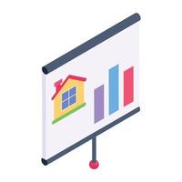 Estate bar chart isometric icon vector