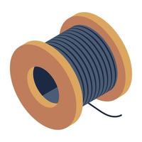 Thread in isometric style icon, editable vector