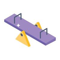 Seesaw isometric trendy icon, editable vector