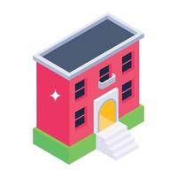 edificio comercial en icono editable isométrico vector