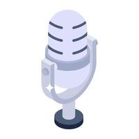 Singing device icon, isometric design of microphone vector