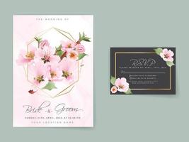 hermosa plantilla de tarjeta de invitación de boda de sakura rosa suave vector
