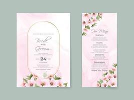 Beautiful soft pink sakura wedding invitation card template vector