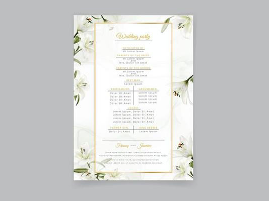 White Lily wedding invitation card set