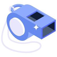 Whistle icon of isometric style, referee whistle vector