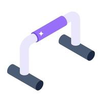 Push up bar icon of isometric style, gym exercise tool vector