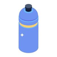 equipo deportivo para beber, icono isométrico de botella de agua vector