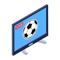 Sports broadcasting program, isometric icon of football match vector