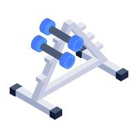 Squat rack icon of isometric style, fitness equipment vector