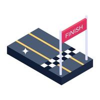 Race ending point, isometric icon of finish line vector