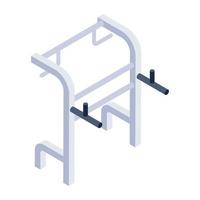 Chest press icon of isometric style, fitness club equipment vector