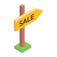 Property sale board in trendy isometric editable icon vector