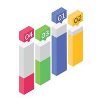 Growth chart in editable isometric icon vector