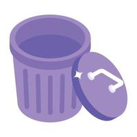 Trash bin in isometric editable icon vector