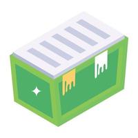 Trash container in isometric icon, editable vector