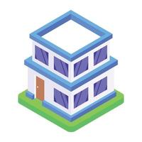 Commercial building in isometric editable icon vector