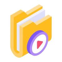 Icon of play button in isometric design vector