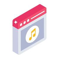 Editable isometric icon of website music vector