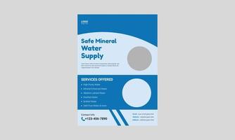 Water refilling service flyer design. Drink pure water poster template. Freshwater service flyer template, cover, a4 size, flyer, poster, leaflet, print-ready vector