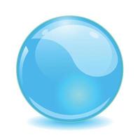 Glass sphere blue, vector shiny ball.