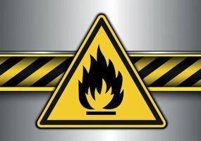 advertencia, fondo de peligro con señal de peligro altamente inflamable.