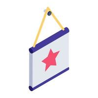 Spots decor emblem, isometric icon of star banner vector