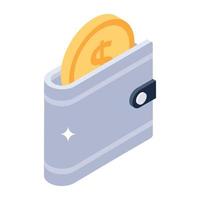 Wallet in trendy editable isometric icon vector